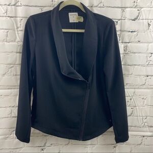 Sandwich asymmetrical black zipper blazer‎